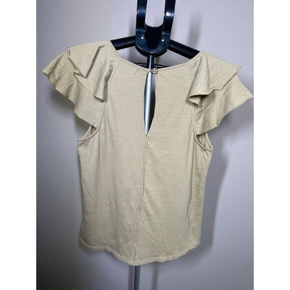 Free People We The Free Ruffle Sleeve Top Shirt Brown Medium - Picture 2 of 7